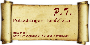 Petschinger Terézia névjegykártya